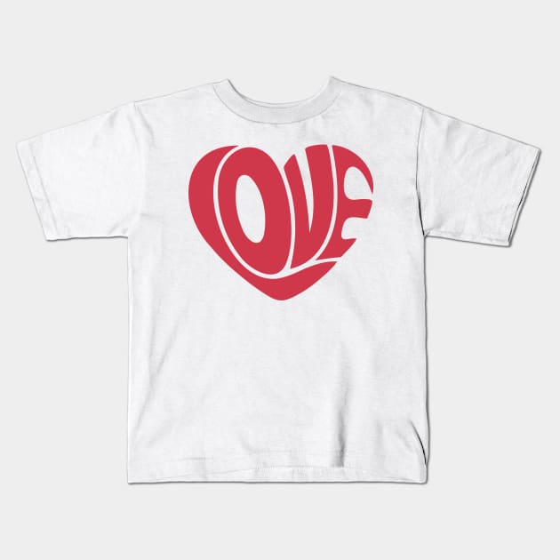 Heart typography Retro valentines day Kids T-Shirt by Hobbybox